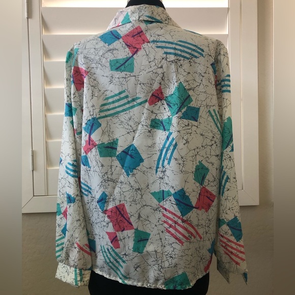 🐨2/$10 Vintage Donnkenny Long Sleeve Collared Polyester Button Up Blouse Sz 12 - Picture 3 of 12